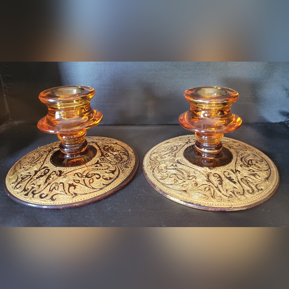 Vintage Depression Glass Art Deco Style Antique Amber, some minor flaws - Picture 4 of 9